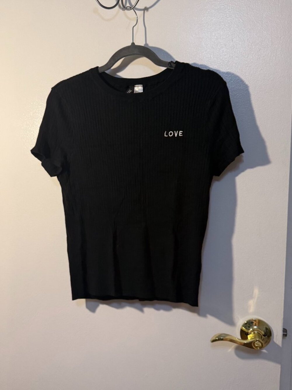H&M Divided Black Ribbed “LOVE” Tee